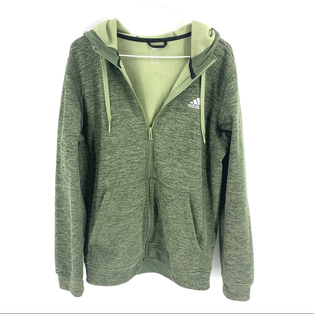 Adidas olive green full zip mens jacket sz Medium